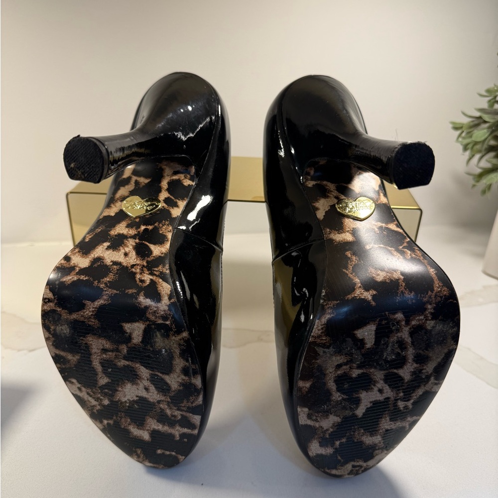 Patent Leather Black Stiletto Heels with Platform - Picture 5 of 10